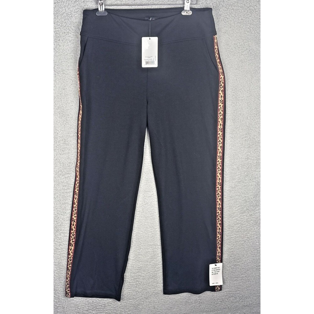 New with Tags Saint + Sofia Women's Runway Pant Black/Leopard Size 14